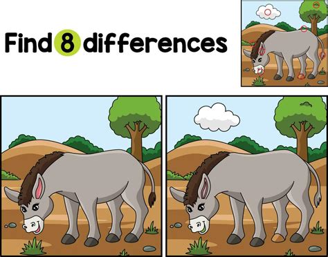 Donkey Animal Find The Differences 36325473 Vector Art At Vecteezy