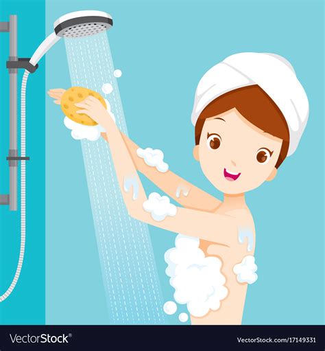 Young Woman Shower In Bathroom Royalty Free Vector Image