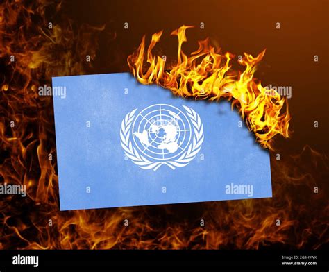 Flag Burning United Nations Stock Photo Alamy