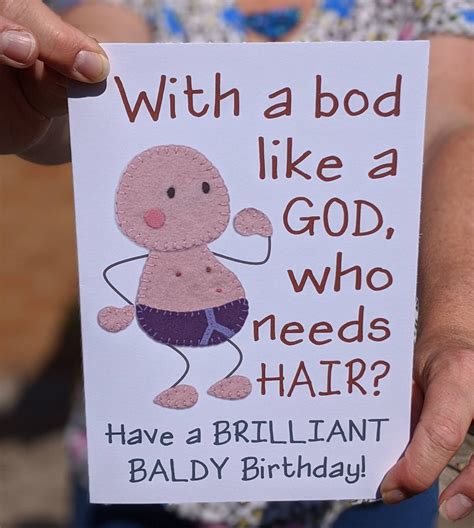 Funny Bald Birthday Card Etsy Uk