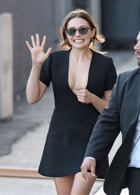 Elizabeth Olsen In Black Mini Dress Arriving At Jimmy Kimmel Live 12
