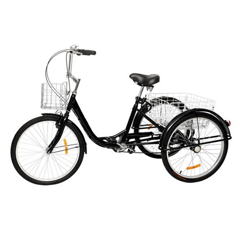 Samyohome Adult Tricycle Three Wheel Cruiser Bike Black 24 Wheels