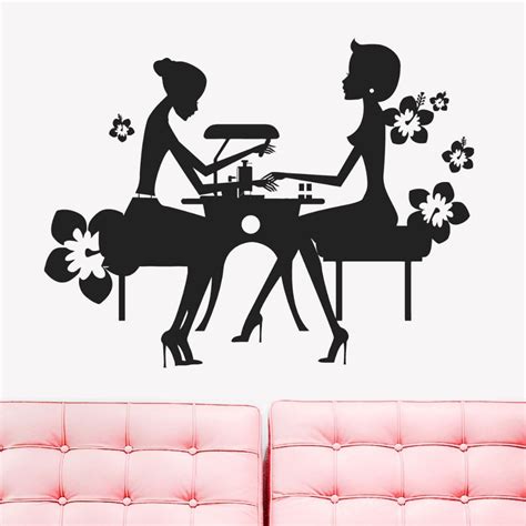 Dctal Sex Girls Lady Hair Salon Nail Art Wall Stickers Glass Decals For Pub Shop Home Decor 22