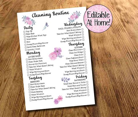 Cleaning Routine Weekly Cleaning Checklist Daily Chores Etsy Uk