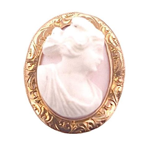 Vintage Curved Cameo Brooch 14k Yellow Gold For Sale At 1stdibs