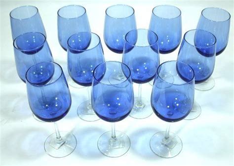 Cobalt Royal Blue Clear Stem Two Tone Wine Glasses Set Of 12 By Greenbrier International