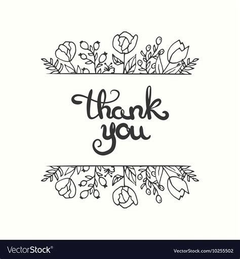Thank You Card Hand Drawn Lettering Design Vector Image