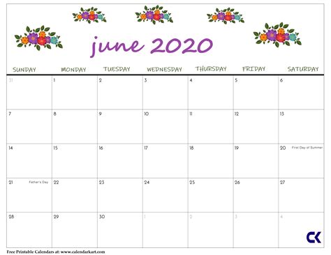 June 2020 Calendar Template With New Timetable Printa