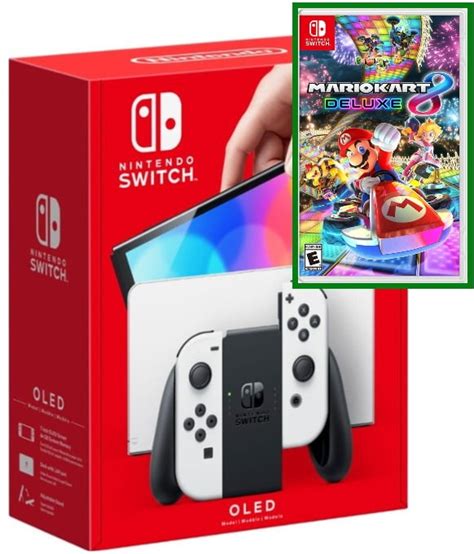 nintendo switch oled model w white joy con console with mario kart 8 deluxe game limited