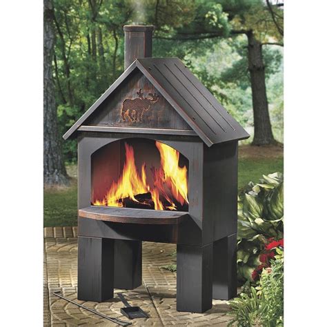 The bbq & pizza oven attachment for our chiminea. Cabin-Style Outdoor Cooking Steel Chiminea 20in.W x 25in.D x 43in.H in 2020 | Fire pit patio ...