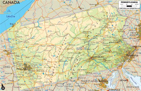Physical Map Of Pennsylvania Ezilon Maps Mapvoice