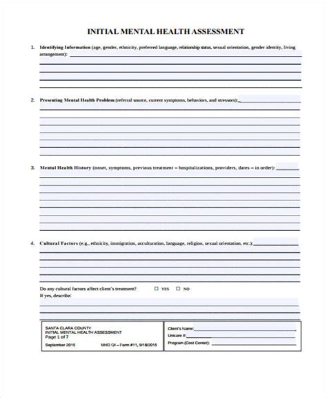 Free 11 Sample Health Assessment Forms In Pdf Ms Word