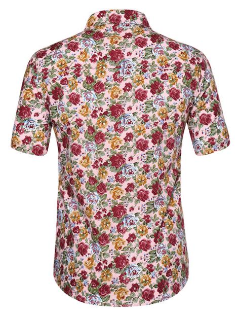 Buy Men Floral Print Slim Fit Short Sleeve Button Down Beach Hawaiian