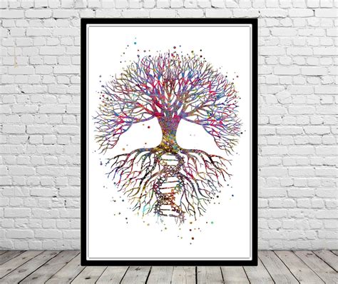 Tree Of Life With The Roots Of Dna Watercolor Tree Of Life Dna Molecule