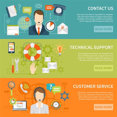 Contact Us Customer Support Banners 478081 Vector Art At Vecteezy