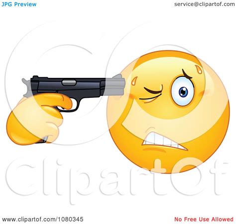 Clipart Suicidal Emoticon Holding A Gun To His Head