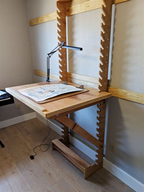 I Made An Adjustable Art Desk With A Wall Mount Diy Furniture Art