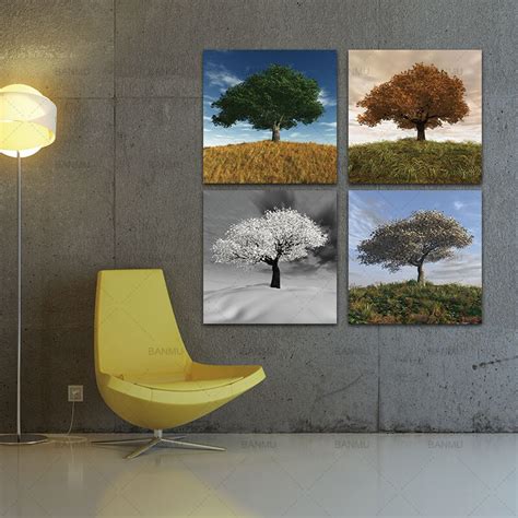 Banmu Canvas Paintings Wall Art Pictures Modern Colorful Tree Prints To