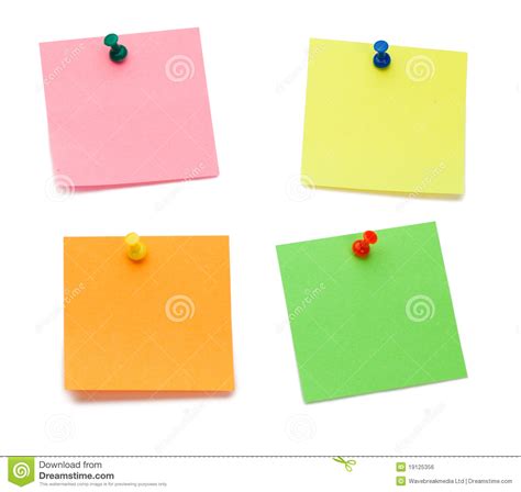 Color Post Its With Drawing Pins Stock Photo Image Of Paper Honey