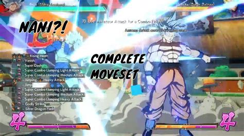 Goku Ui Complete Moveset And Combos Dragonball Fighterz Youtube