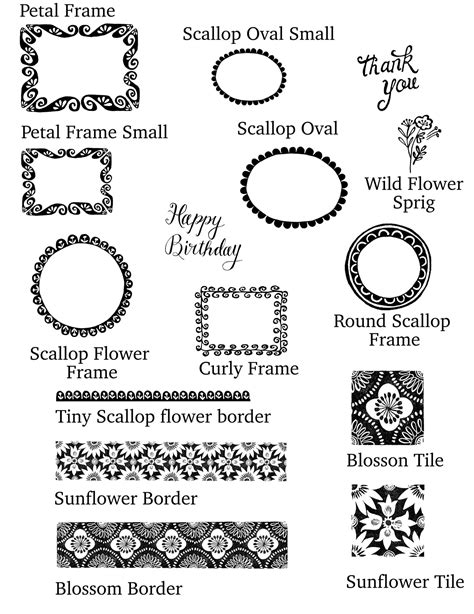 Frame And Border Rubber Stamps For Decorative Card Making Noolibird