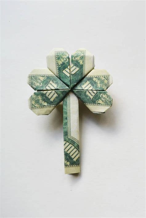 Money Shamrock Origami Dollar Clover Tutorial Diy Folded No Glue