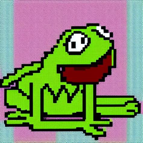 Pixel Art Illustration Of Kermit The Frog Made By Stable Diffusion