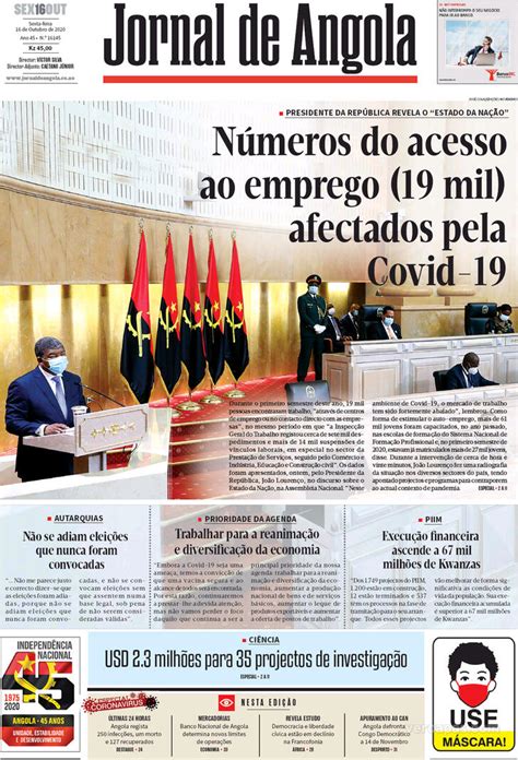 Jornal De Angola Sexta 16 De Outubro De 2020
