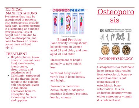 Osteoporosis Brochure Nursing CLINICAL MANIFESTATIONS Symptoms That