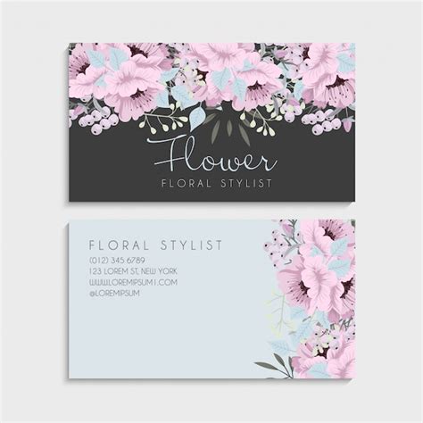 free vector flower business cards pink flowers