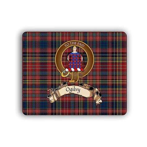 Ogilvy Scottish Clan Tartan Crest Computer Mouse Pad