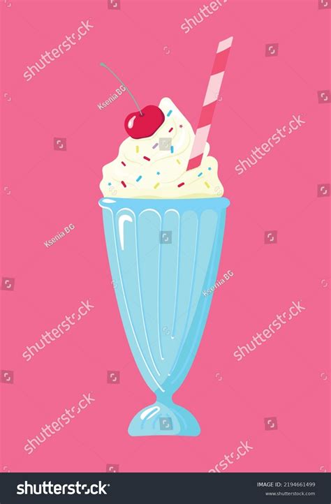 Milkshake Vector Illustration Milkshake Whipped Cream Stock Vector