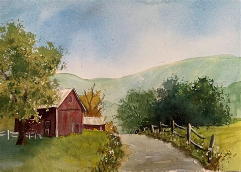 Watercolor Barn And Basic Landscape Composition Watson Watercolor