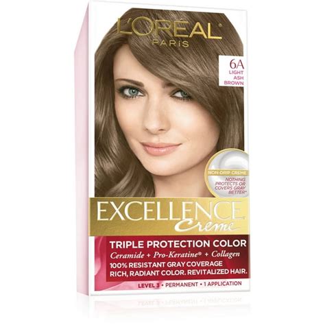 L Oreal Paris Excellence Creme Triple Protection Permanent Hair Color Creme Light Ash Brown 6a
