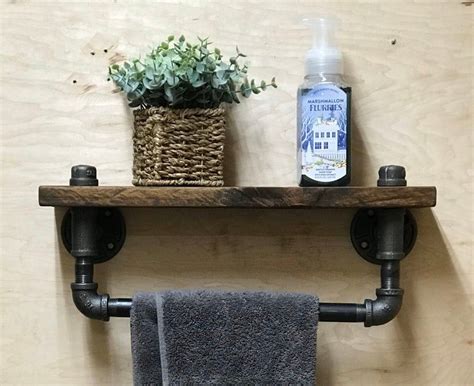 Rustic Hand Towel Holder With Shelf Etsy In 2020 Reclaimed Barn