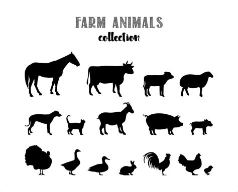 Farm Animals Vector Silhouettes Set 2035293 Vector Art At Vecteezy