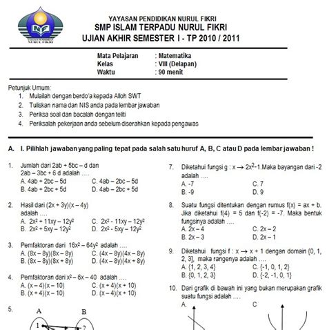 Contoh Soal Matematika Kelas 9 Semester 1 Beserta Jawabannya Soal Cat Pdf