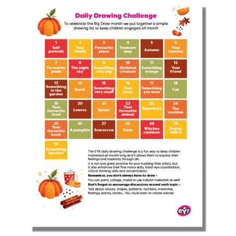 Daily Drawing Challenge October Downloadables From Early Years