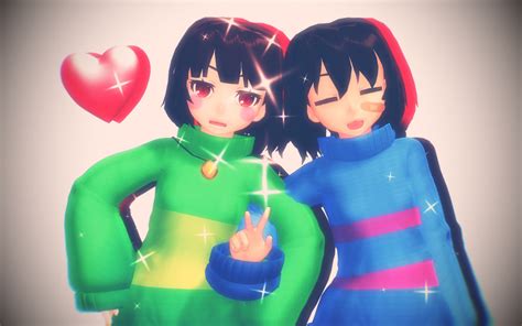 Mmd Undertale Chara And Frisks Determination By Insanehipsterteto On