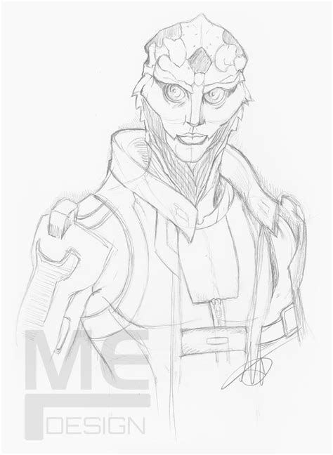 Thane Krios Sketch T Commission By Ellieshep On Deviantart