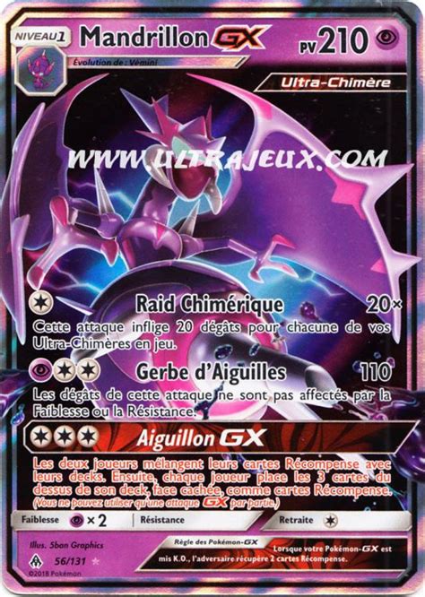 Ultrajeux Mandrillon Gx 56131 Carte Pokémon Cartes à Lunité
