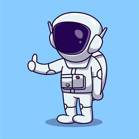 Cute Astronaut Thumbs Up Cartoon Illustration Vector 2861725 Vector Art