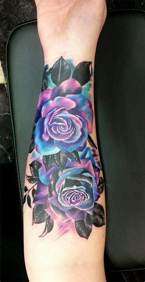 Watercolor Rose Forearm Tattoo Ideas For Women Realistic Vintage Flower Inner Outer Arm Sleeve