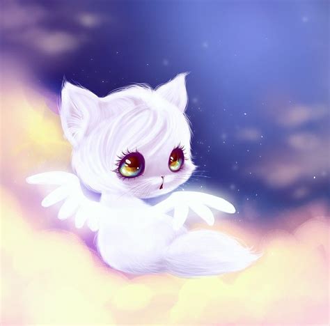 Angel Baby Cat Art Illustration