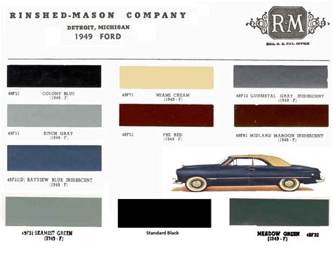1949 Ford Paint Codes