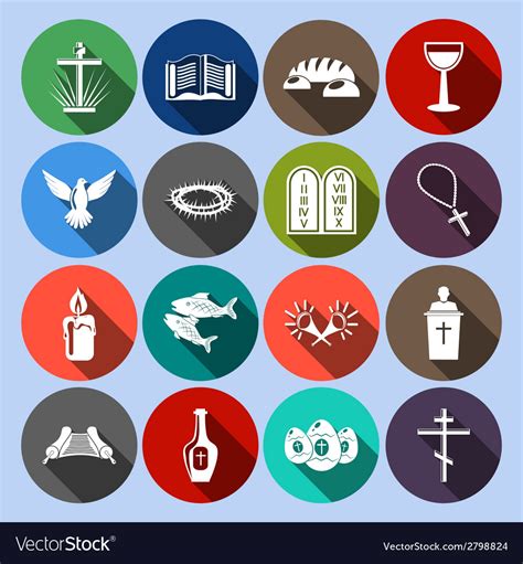 Christianity Icons Set Flat Royalty Free Vector Image