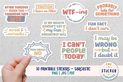 Funny Stickers Bundle Sarcasm Stickers Graphic By Thestickerclubhouse