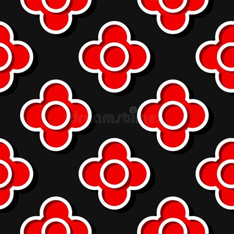 Seamless Geometric Background Black And Red 3d Circle Pattern Stock