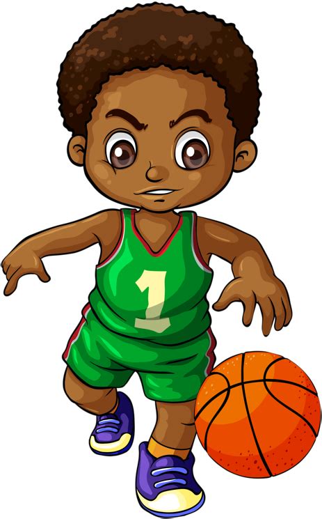 Basketball Team Clipart 3 Boy Black Kid Playing Basketball Cartoon