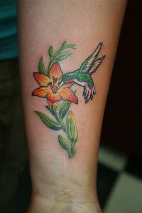 Hummingbird Tattoo Flower Near Wrist